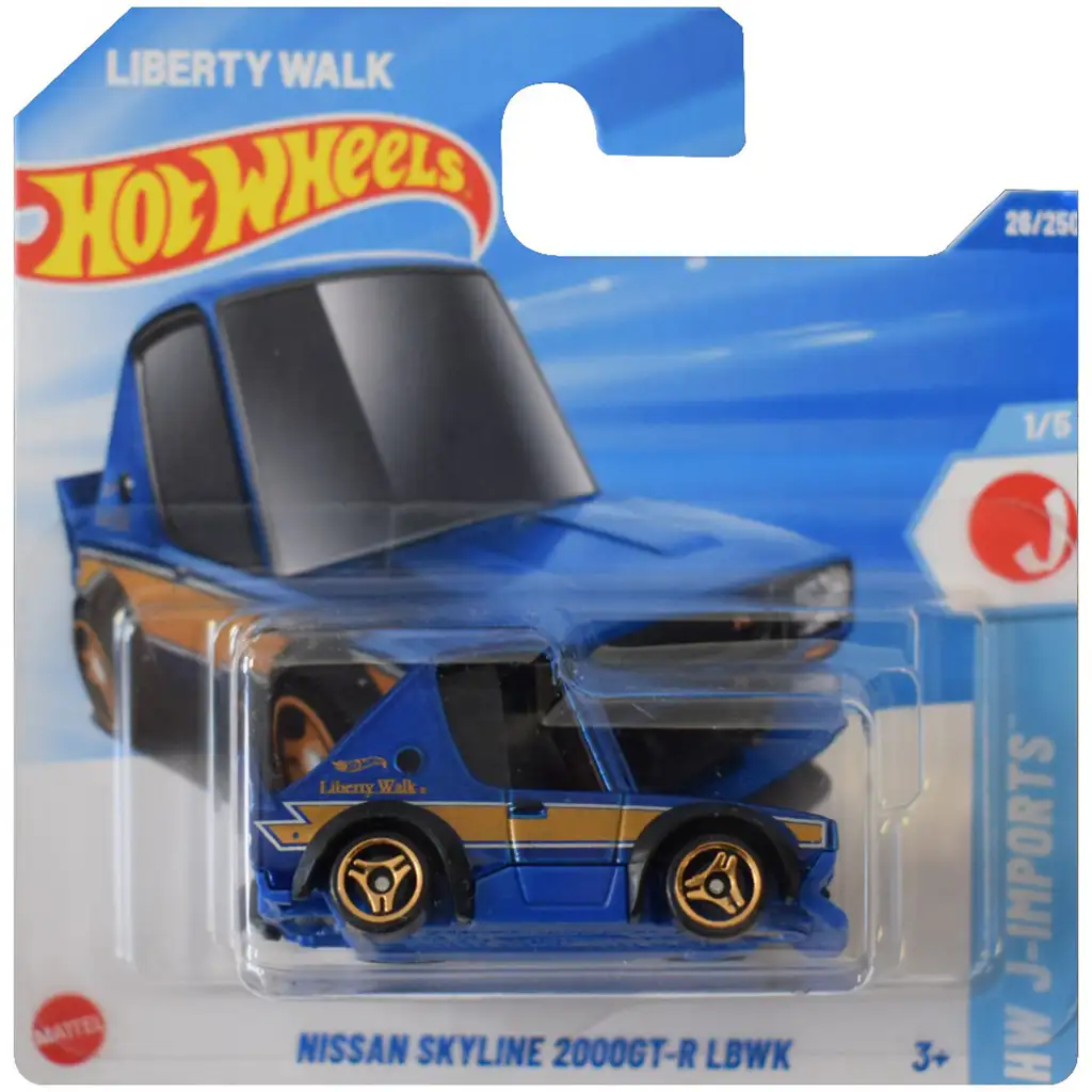 Hot Wheels: Nissan Skyline 2000GT-R LBWK blaues Spielzeugauto 1/64 - Mattel