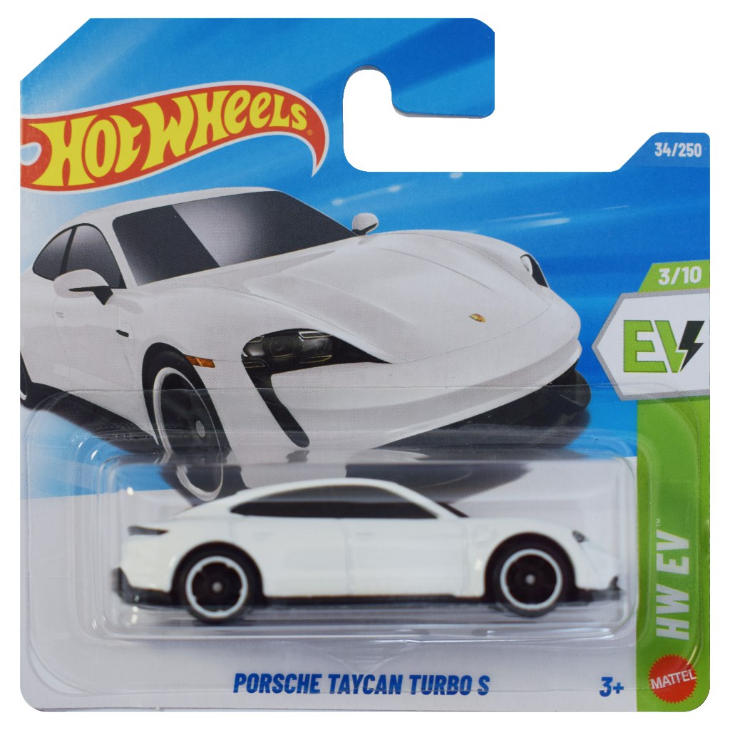 Hot Wheels: Porsche Taycan Turbo S weißes Spielzeugauto 1/64 - Mattel