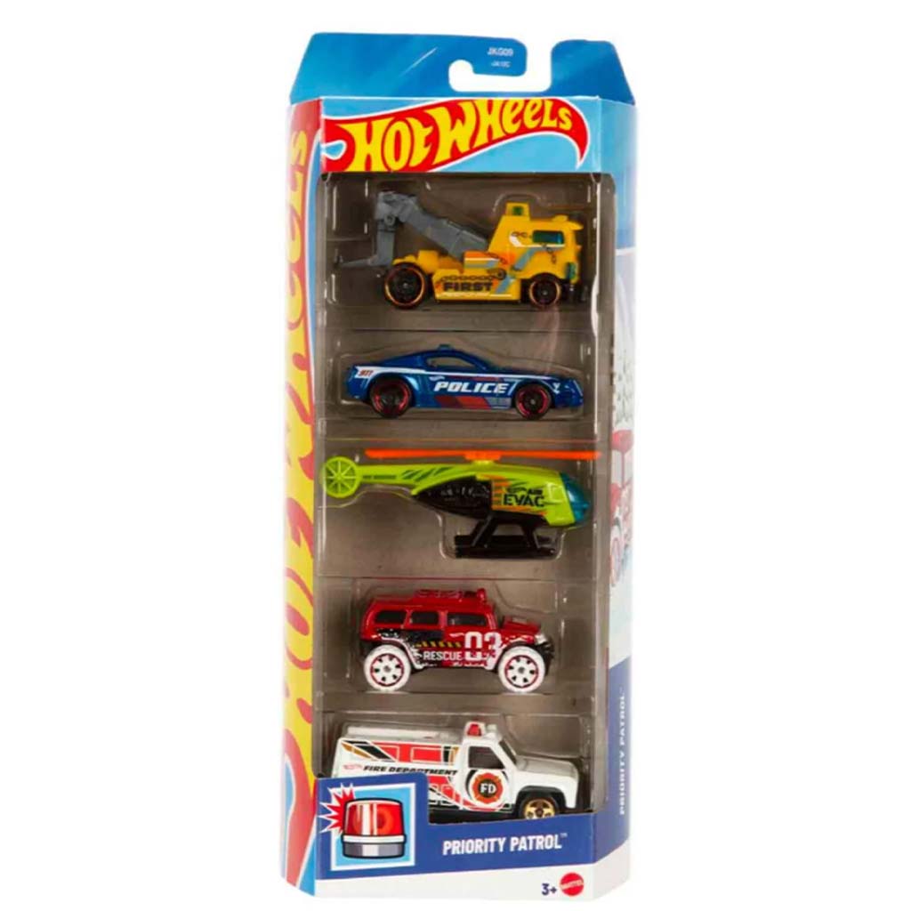 Hot Wheels: Priority Patrol Fahrzeug-Set, 5 Stück – Mattel