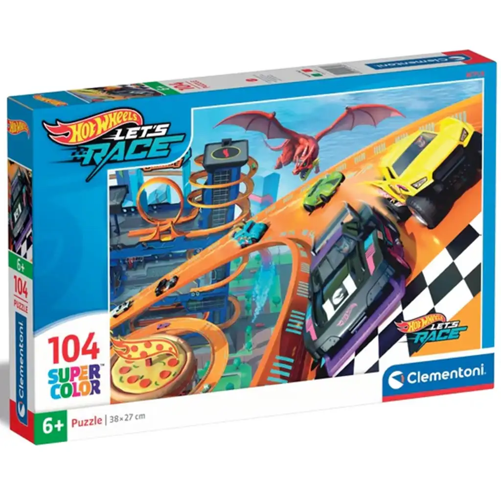 Hot Wheels Rennen 104-teiliges Supercolor Puzzle - Clementoni