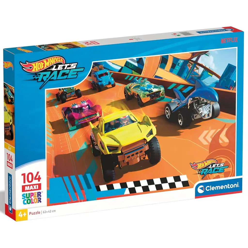 Hot Wheels Rennen bereit 104-teiliges Maxi Supercolor Puzzle - Clementoni