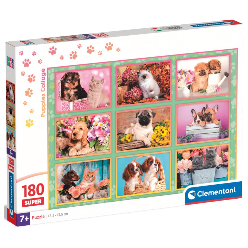 Hundewelpen und Kätzchen Super Puzzle, 180 Teile - Clementoni