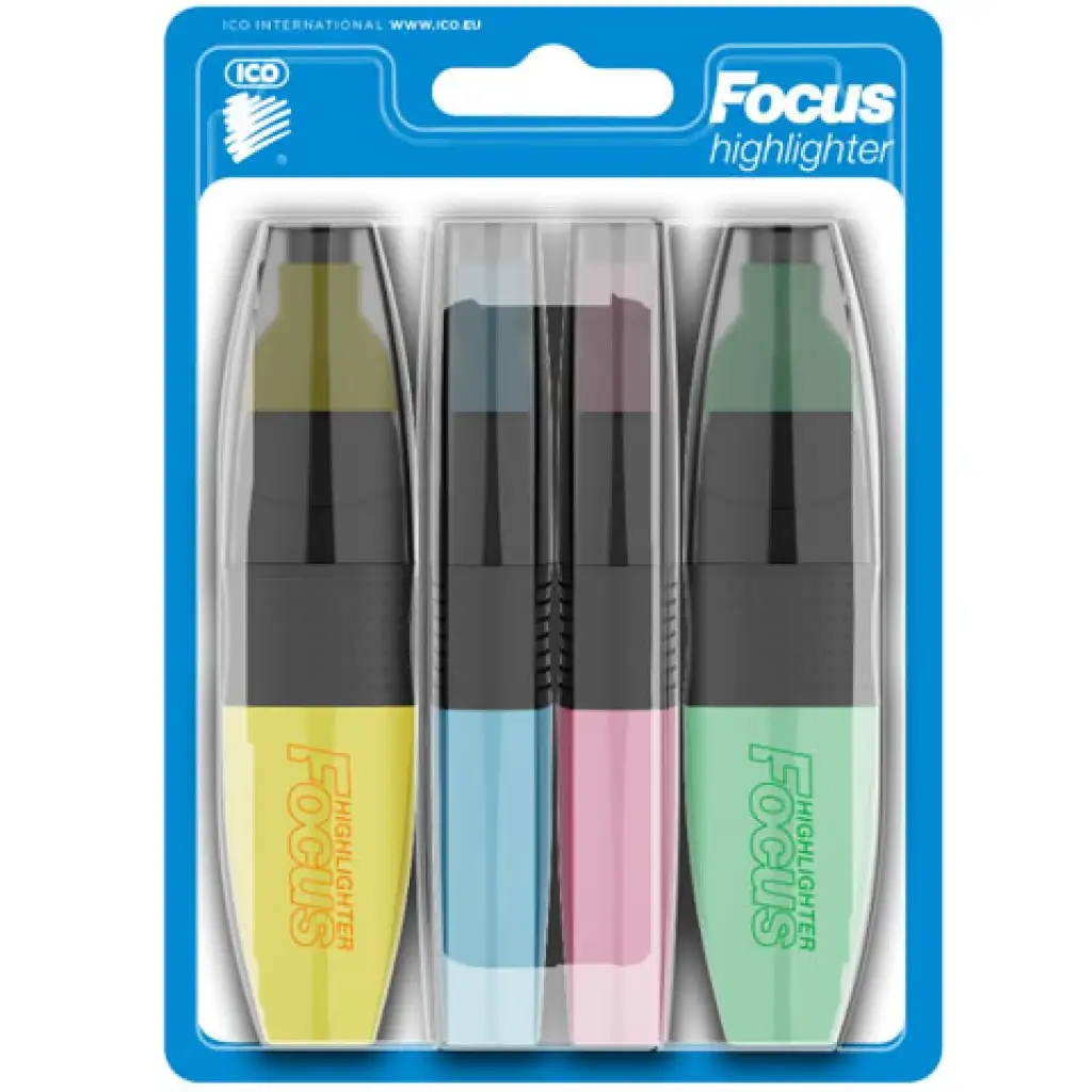 ICO: Focus Pastellfarbene Textmarker 4er-Set