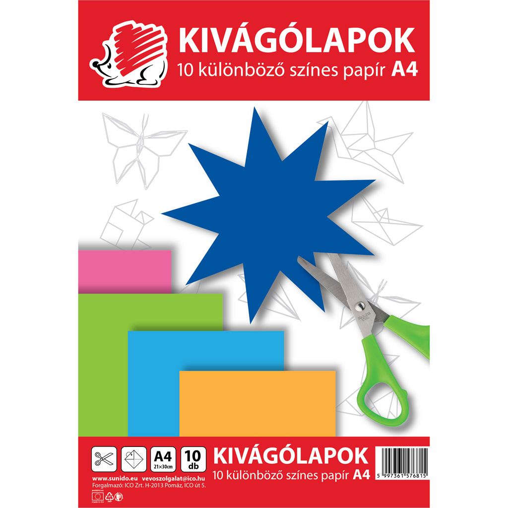 ICO: Igel-Ausschneidebogen im A4-Format, 10 Blatt