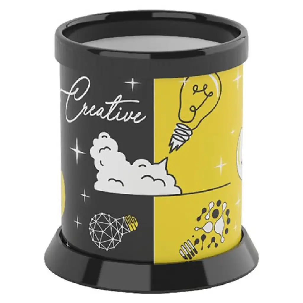 ICO: Zylinderförmiger Stiftehalter mit der Aufschrift "Creative" und Muster