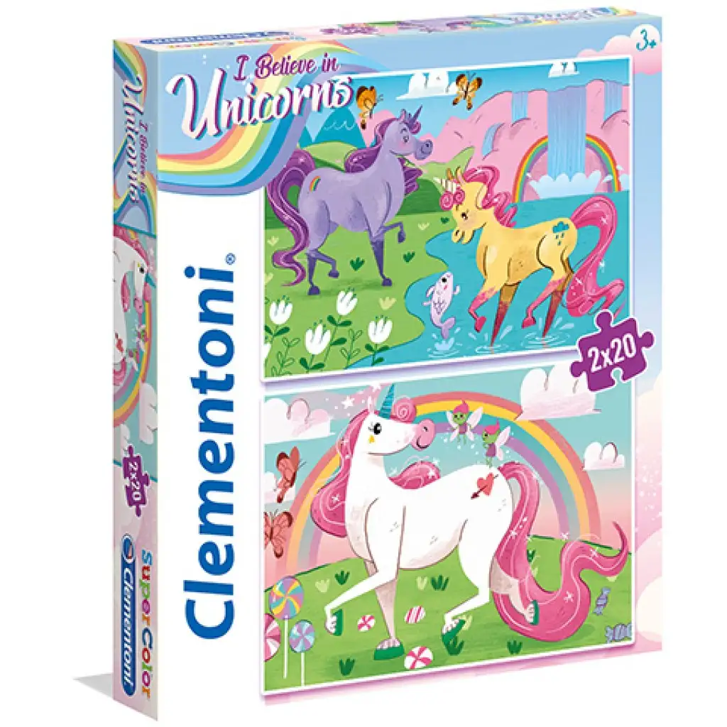 Ich glaube an Einhörner Supercolor 2-in-1 Puzzle 2x20 Teile - Clementoni