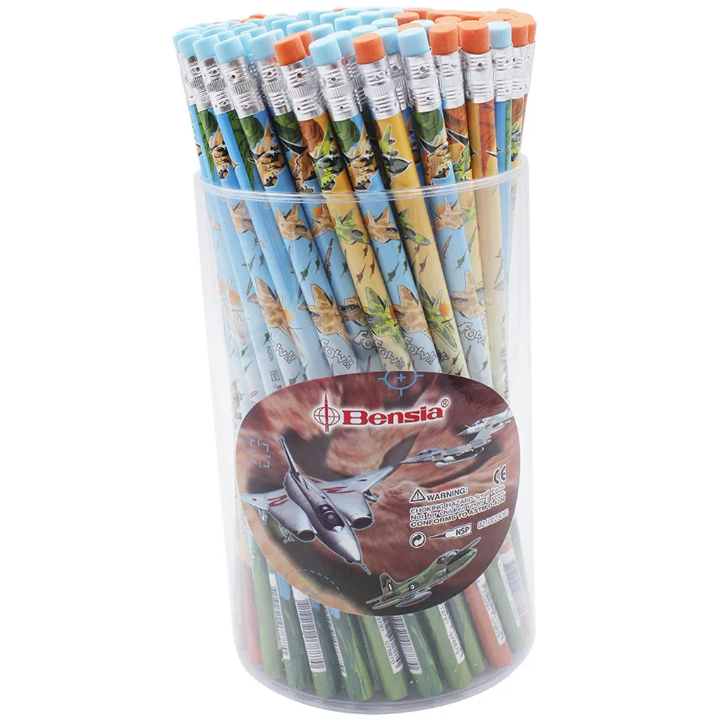 Ico: Bleistift mit Flugzeugmuster von Bensia, mit Radiergummi, verschiedene Ausführungen, 1 Stück