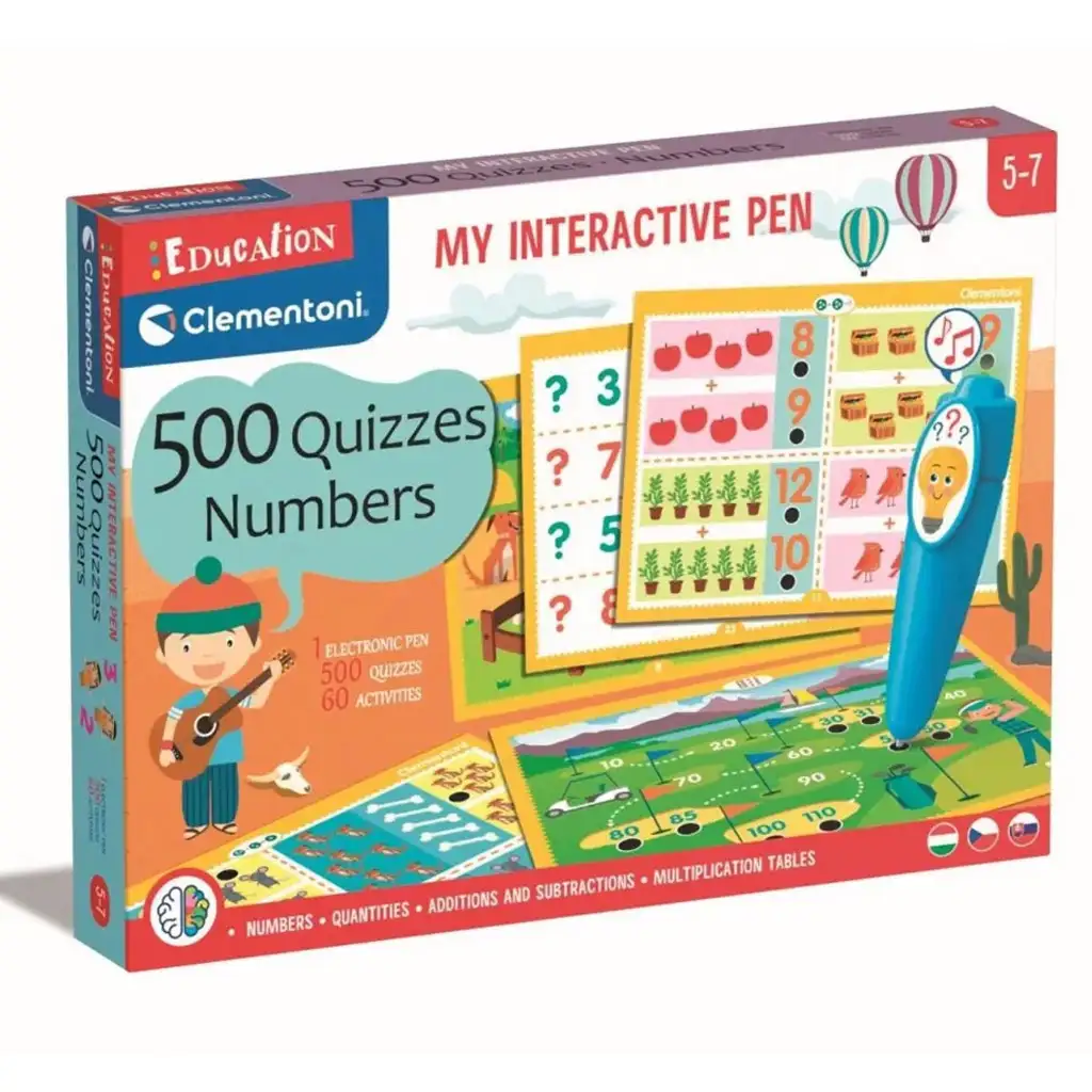 Interaktiver Stift mit Zahlen, 500 Quizfragen, Fähigkeiten fördernd - Clementoni