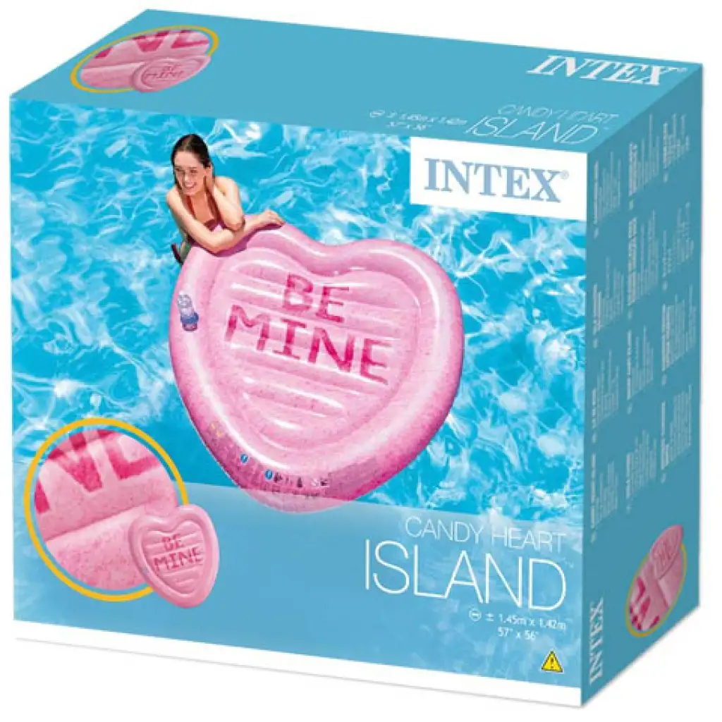 Intex: Aufblasbare Luftmatratze in Herzform mit Bonbon-Muster 145x142cm kép 2