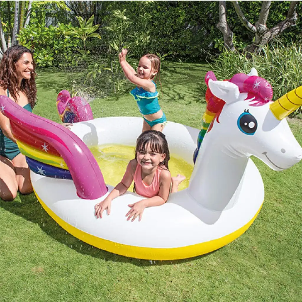 Intex: Einhorn-Spritzkinderpool 272x193x104cm kép 3
