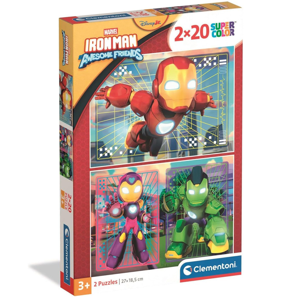 Iron Mans fantastische Freunde 2x20 Teile Supercolor Puzzle – Clementoni