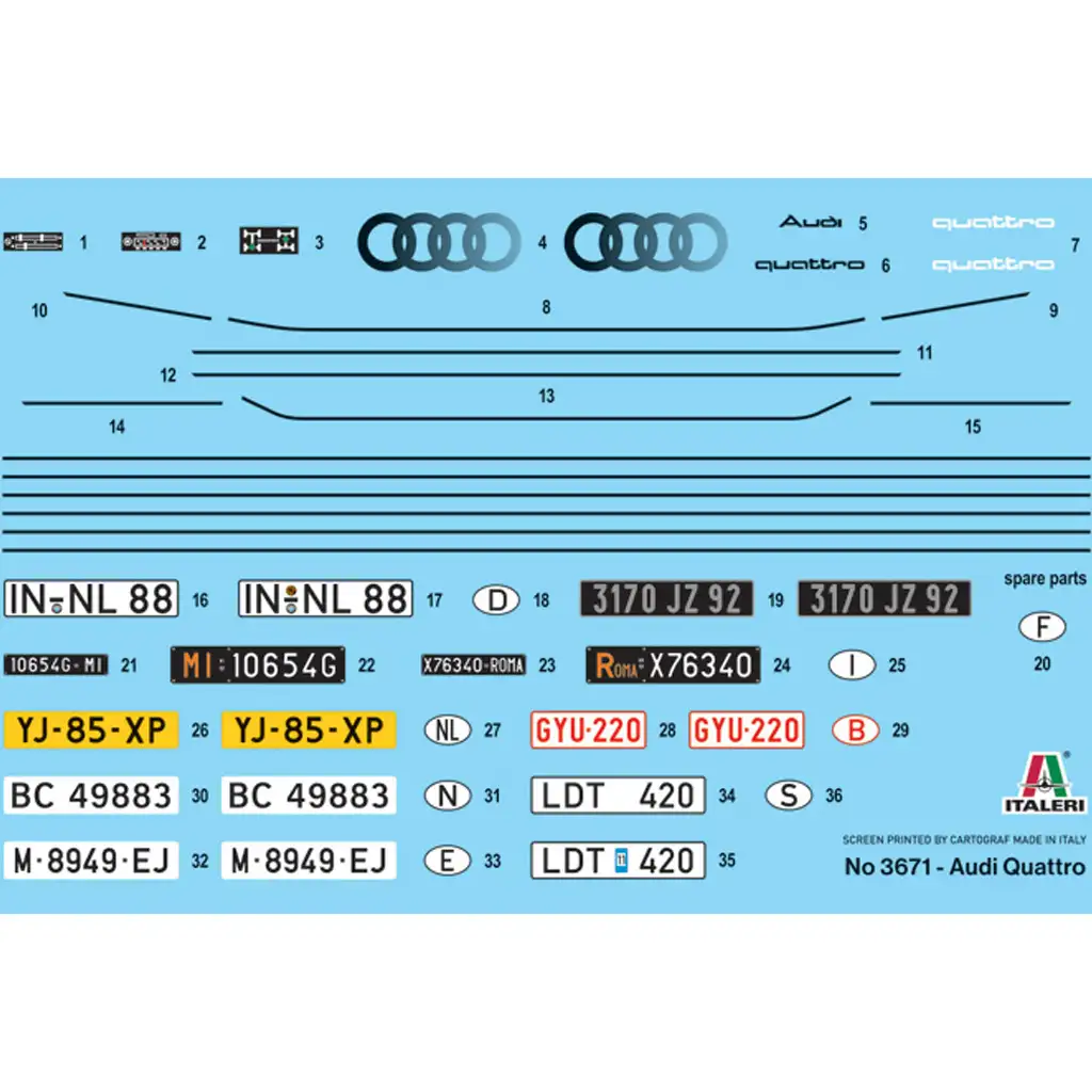 Italeri 1/24 Audi Quattro Automodellbausatz kép 3