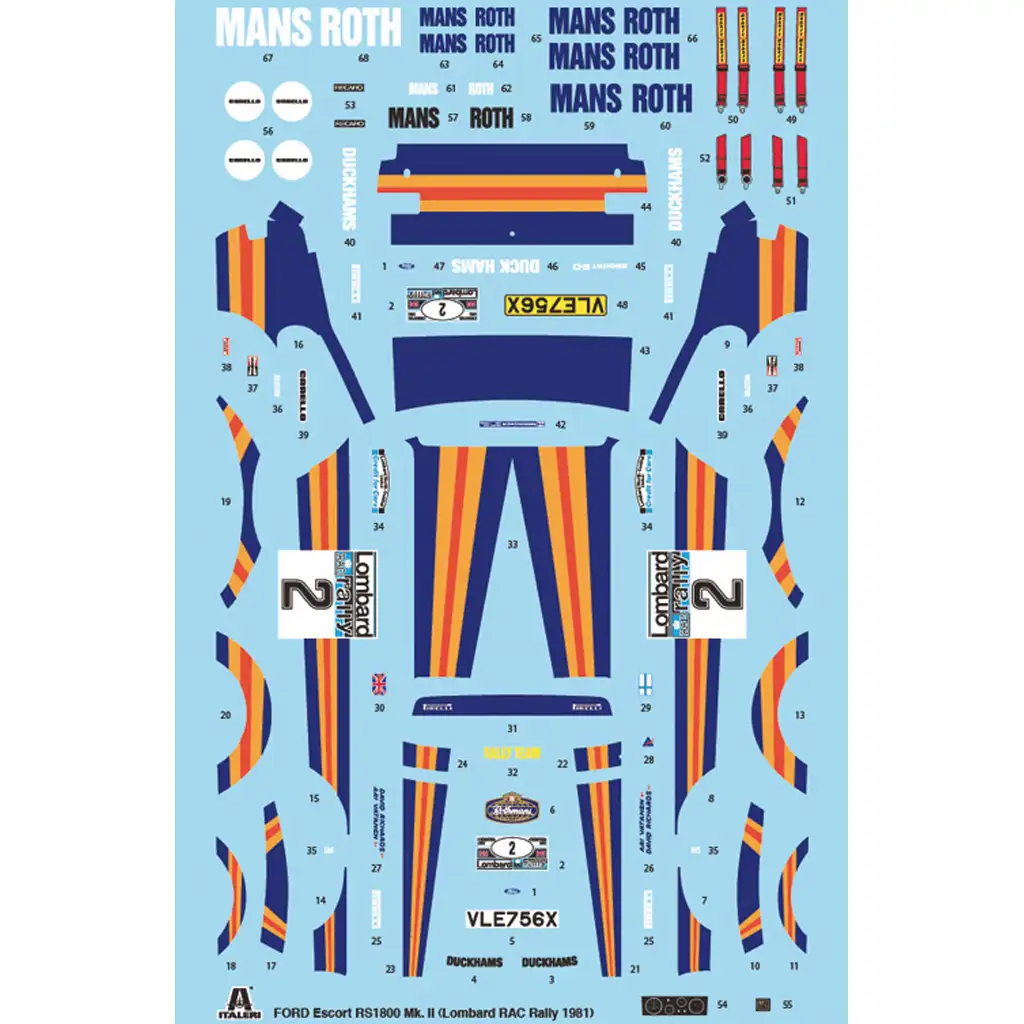 Italeri 1/24 Ford Escort RS1800 Mk.II Rallye-Automodellbausatz kép 7