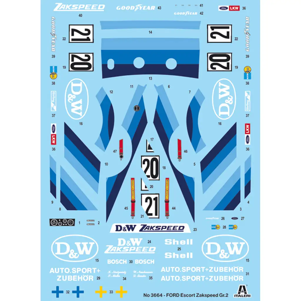 Italeri 1/24 Ford Escort Zakspeed Gr.2 Automodellbausatz kép 8