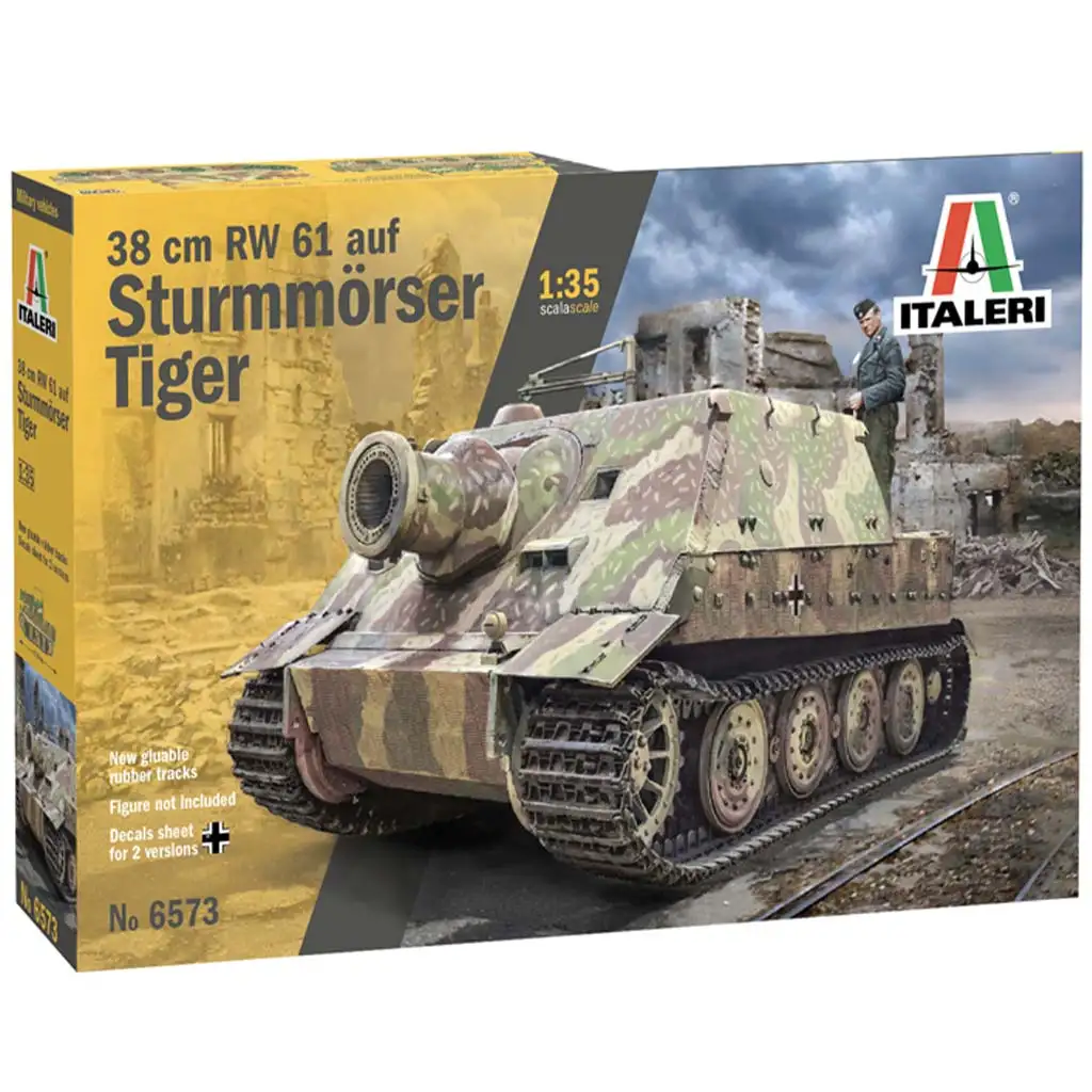 Italeri 1/35 38 cm RW 61 auf STURMMÖRSER TIGER Panzer Modellbausatz