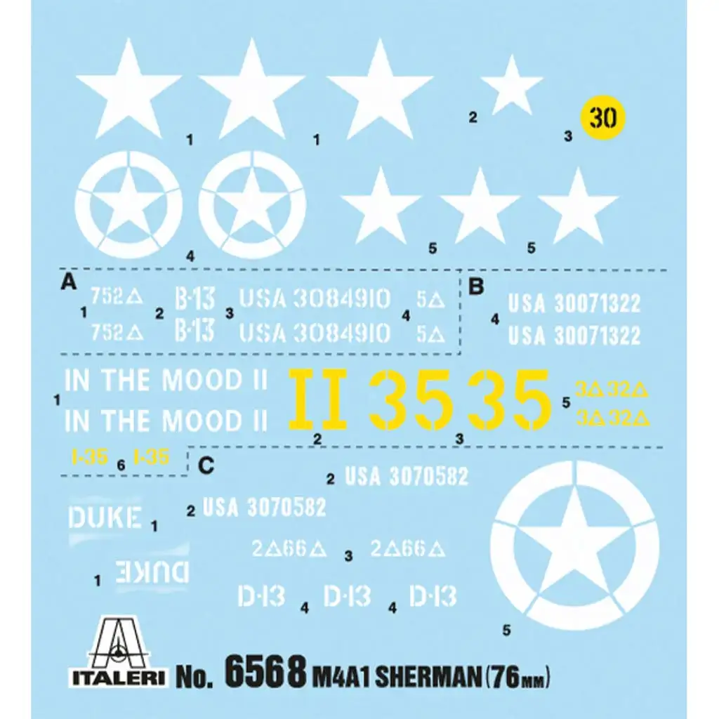 Italeri 1/35 M4A1 SHERMAN Panzer mit amerikanischer Besatzung Modellbausatz