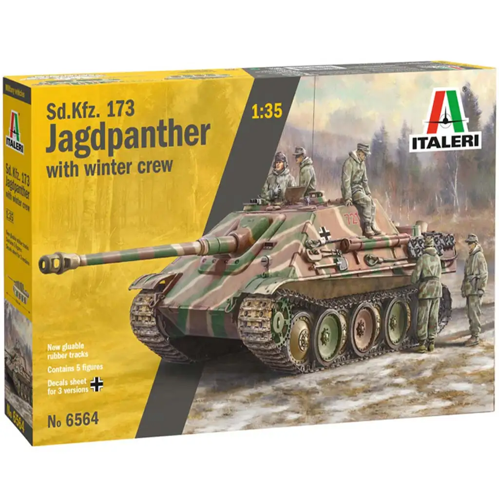 Italeri 1/35 Sd.Kfz.173 Jagdpanther mit Besatzung in Winteruniform Modellbausatz