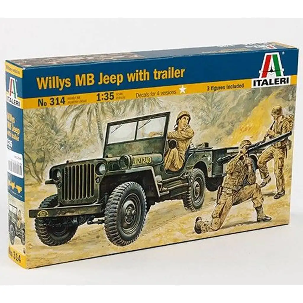 Italeri 1/35 Willys MB Militär-Jeep mit Anhänger Fahrzeugmodellbausatz