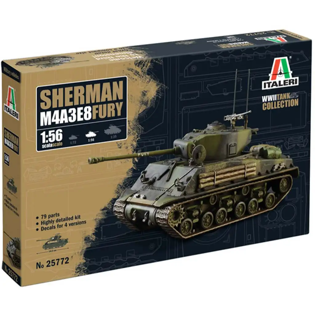 Italeri 1/56 M4A3E8 Sherman Fury Panzer Modellbausatz