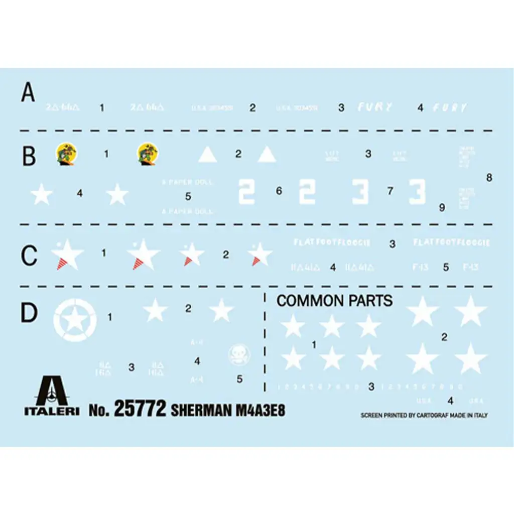 Italeri 1/56 M4A3E8 Sherman Fury Panzer Modellbausatz kép 2
