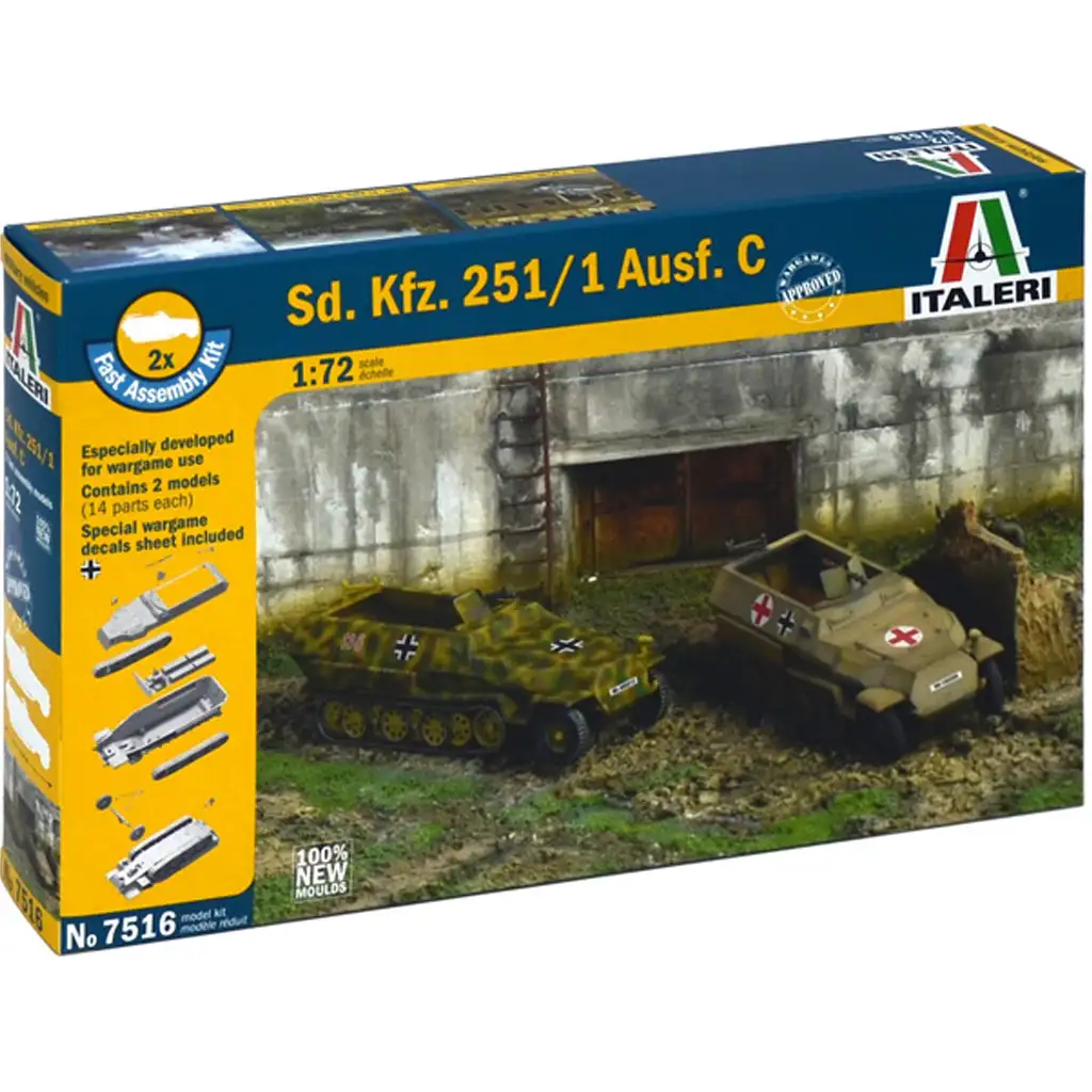 Italeri 1/72 Sd. Kfz. 251/1 Ausf. C Halbkettenfahrzeuge gepanzerte Fahrzeuge 2er-Modellbausatz