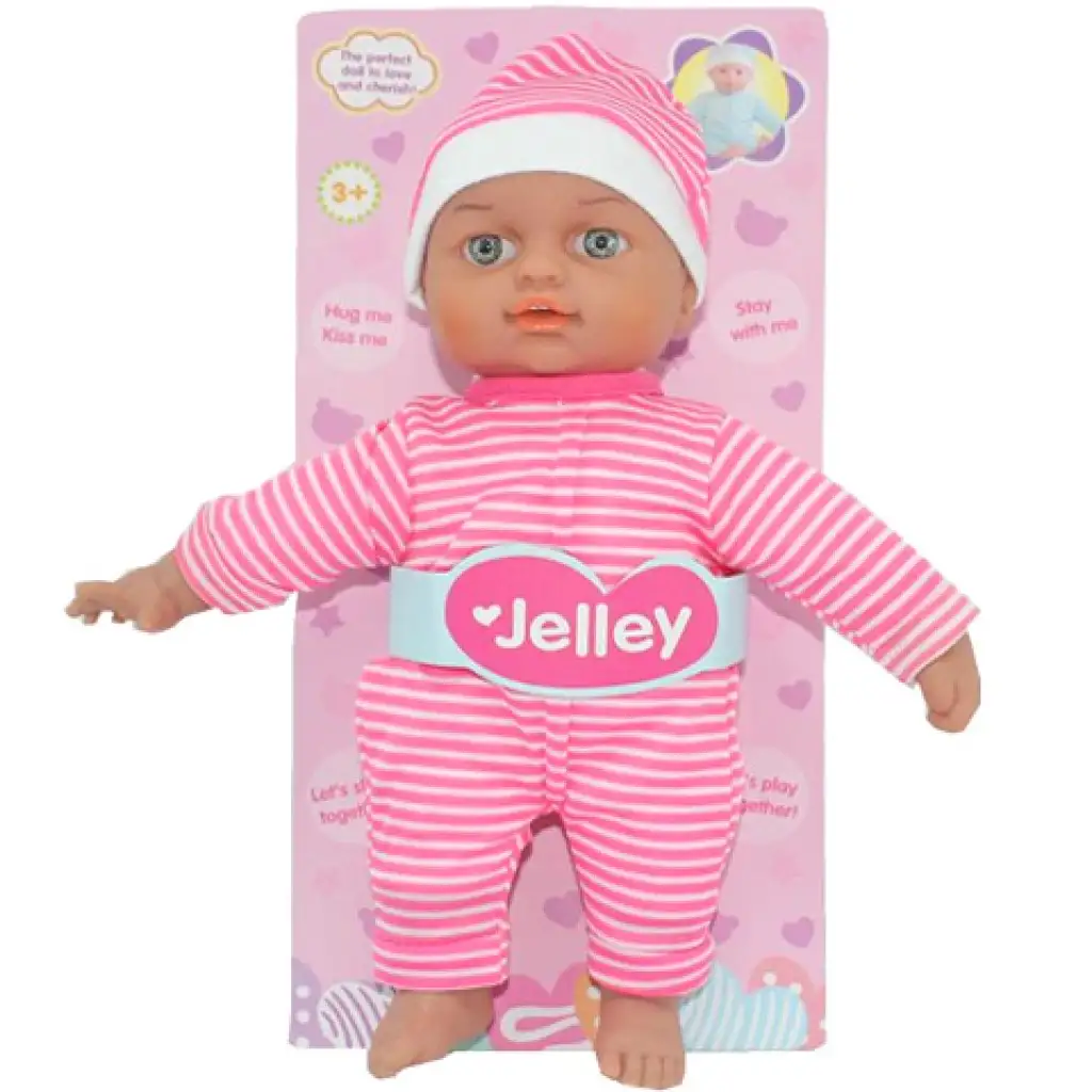 Jelley-Puppe im gestreiften Kleid 25 cm