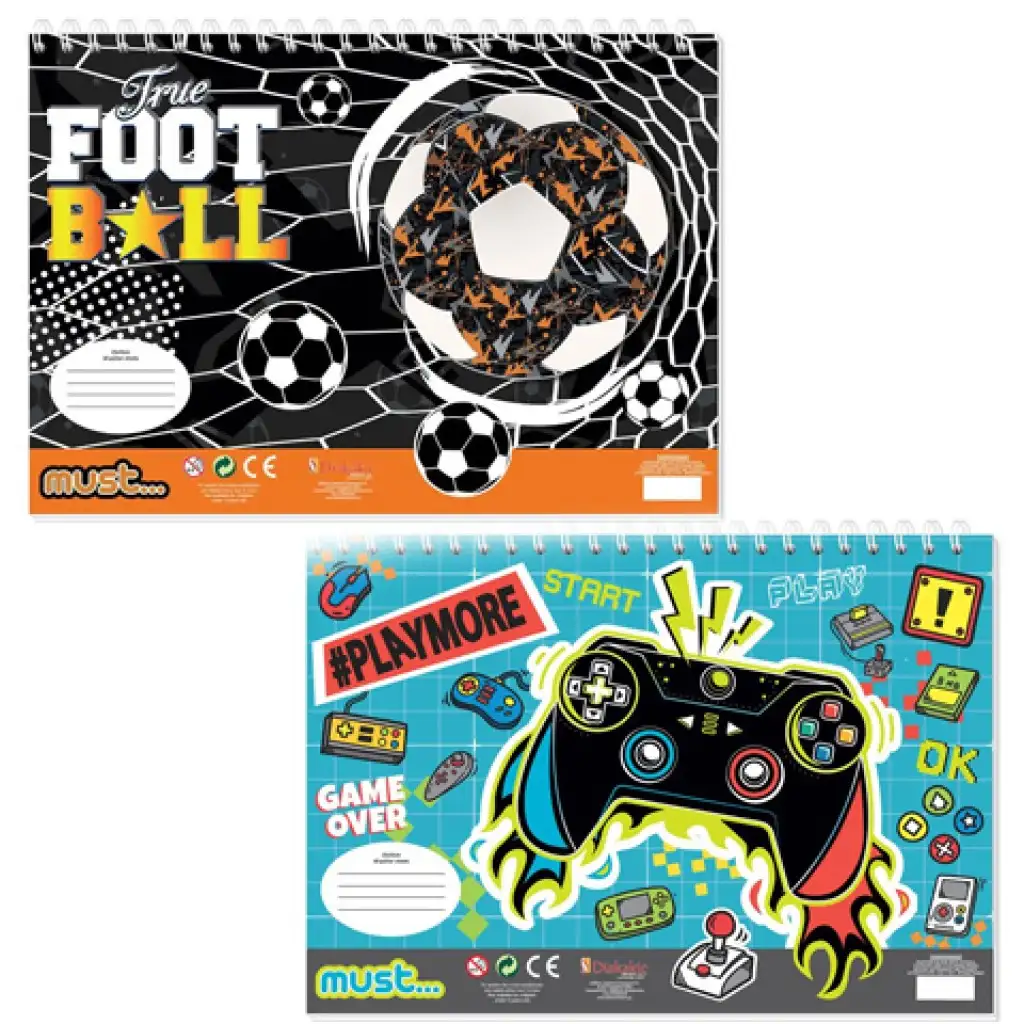 Jungen-Skizzenbuch in zwei Varianten mit Aufklebern, 40 Seiten, 1 Stück