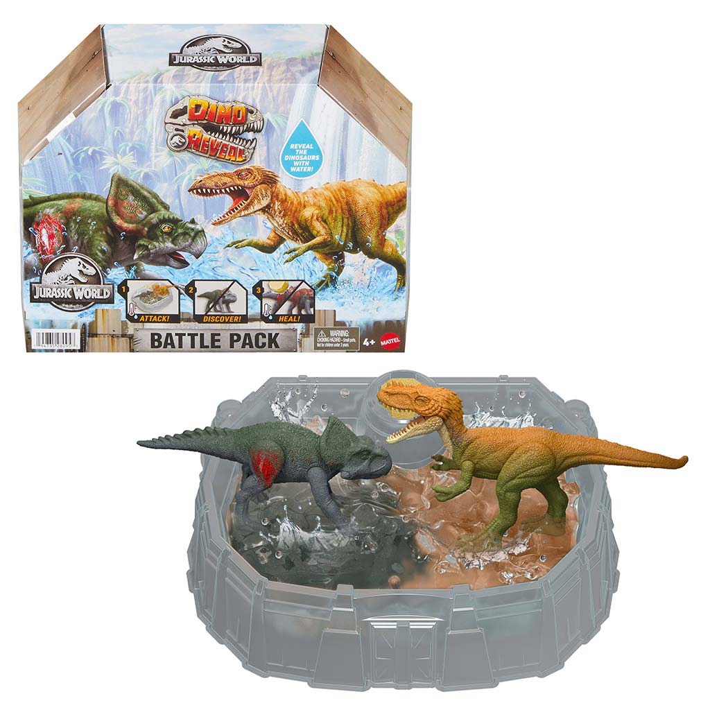Jurassic World: Dino Reveal Battle Pack Set mit 2 Dino-Figuren – Mattel