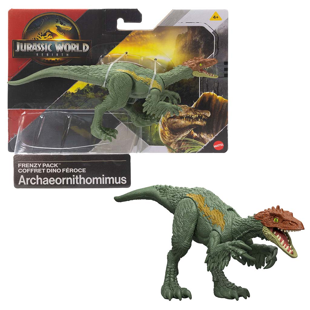 Jurassic World: Wiedergeburt Frenzy Pack Archaeornithomimus Dinosaurier-Figur – Mattel
