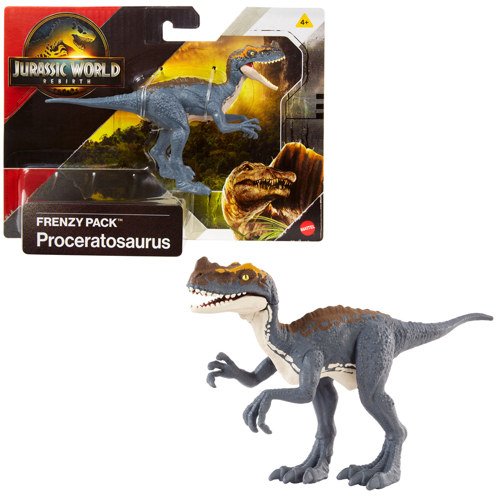 Jurassic World: Wiedergeburt Frenzy Pack Proceraosaurus Dinosaurier-Figur – Mattel