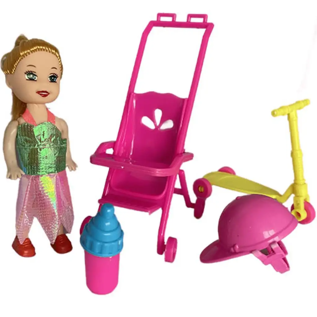 Katie: Grace Baby mit Roller, Kinderwagen und Zubehör, 10 cm