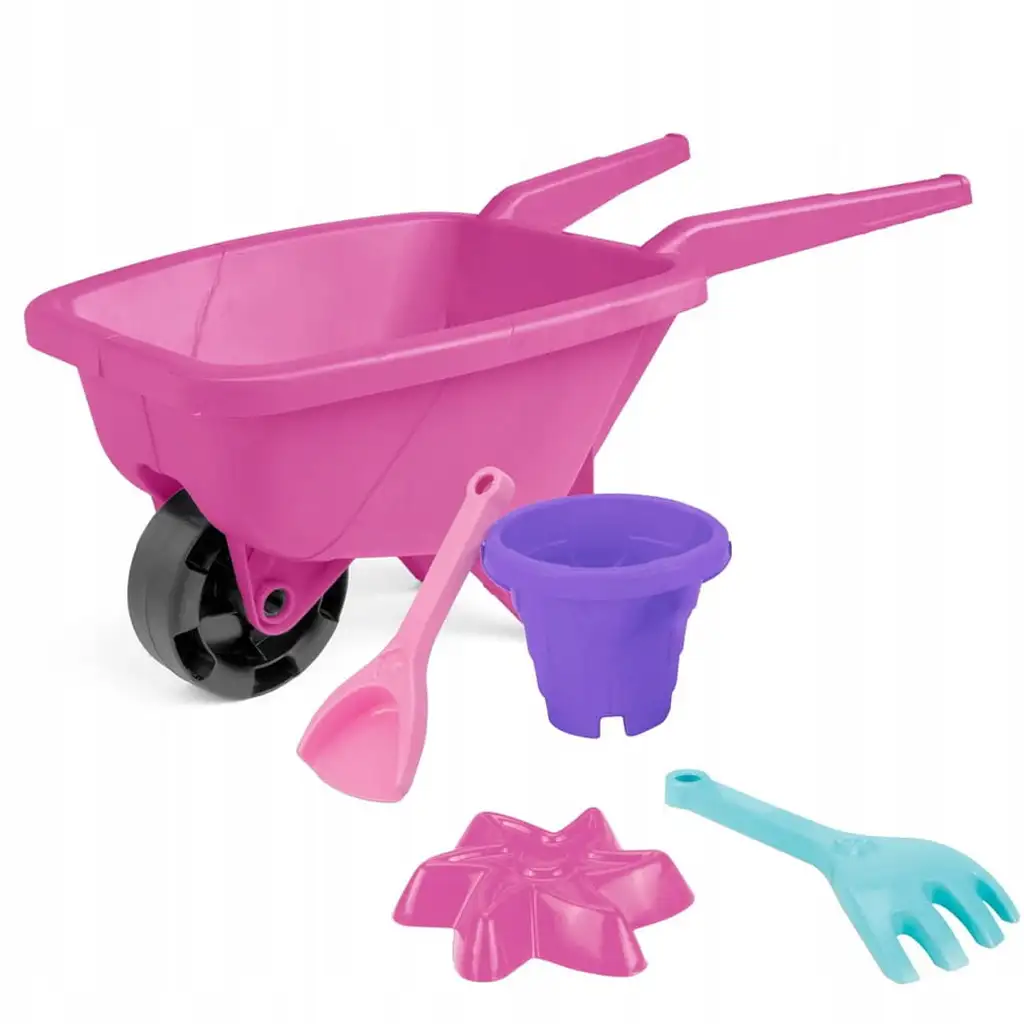 Kleiner Sandkasten-Schubkarre in Rosa mit Zubehör - Wader kép 1
