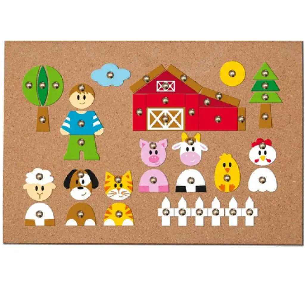 Korktafel mit Tierfiguren Spielset - Woodyland