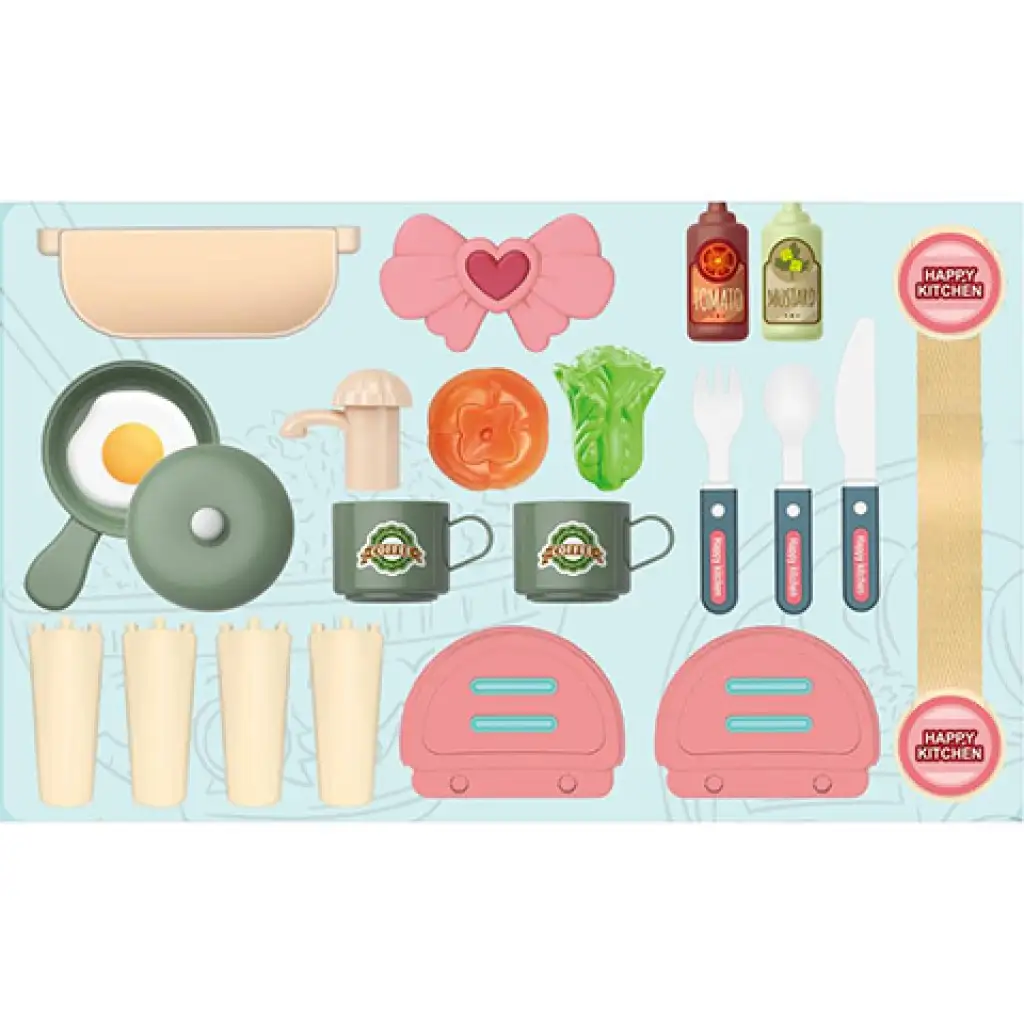 Küchenspielset in rosa klappbarem Koffer, 25-teiliges Set kép 2