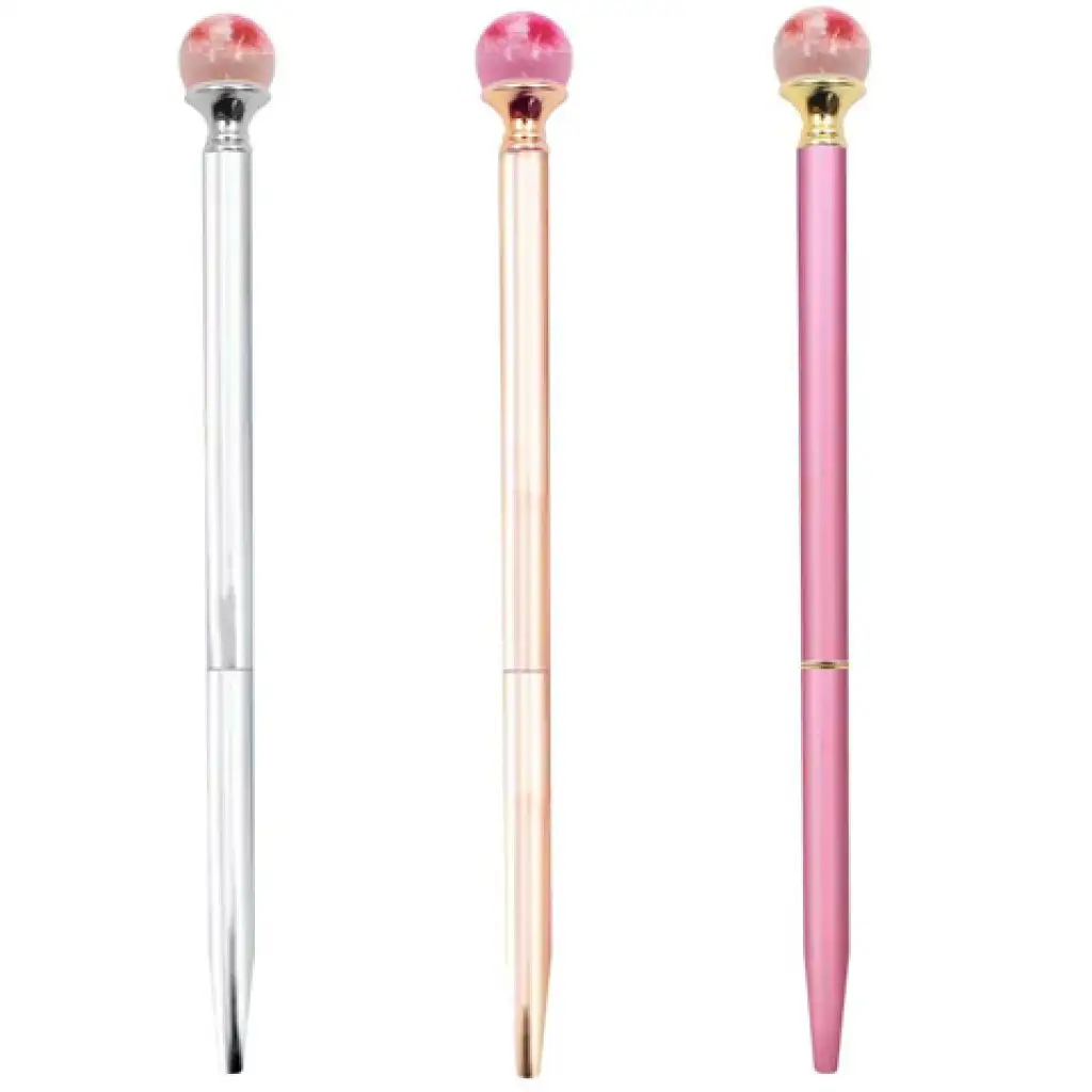 Kugelschreiber mit Glaskugel-Ende, getrockneter Blume in verschiedenen Varianten, 1 Stück