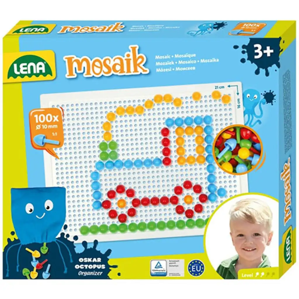LENA: Mosaik Transparente Steckperlen Kreativ-Set 10mm 100 Stück