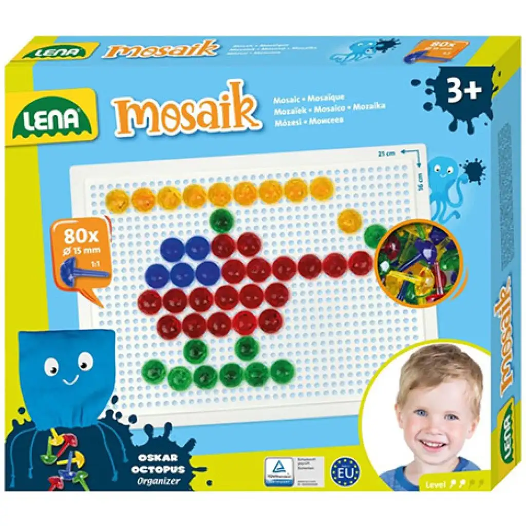 LENA: Mosaik Transparente Steckperlen Kreativ-Set 15mm 80 Stück