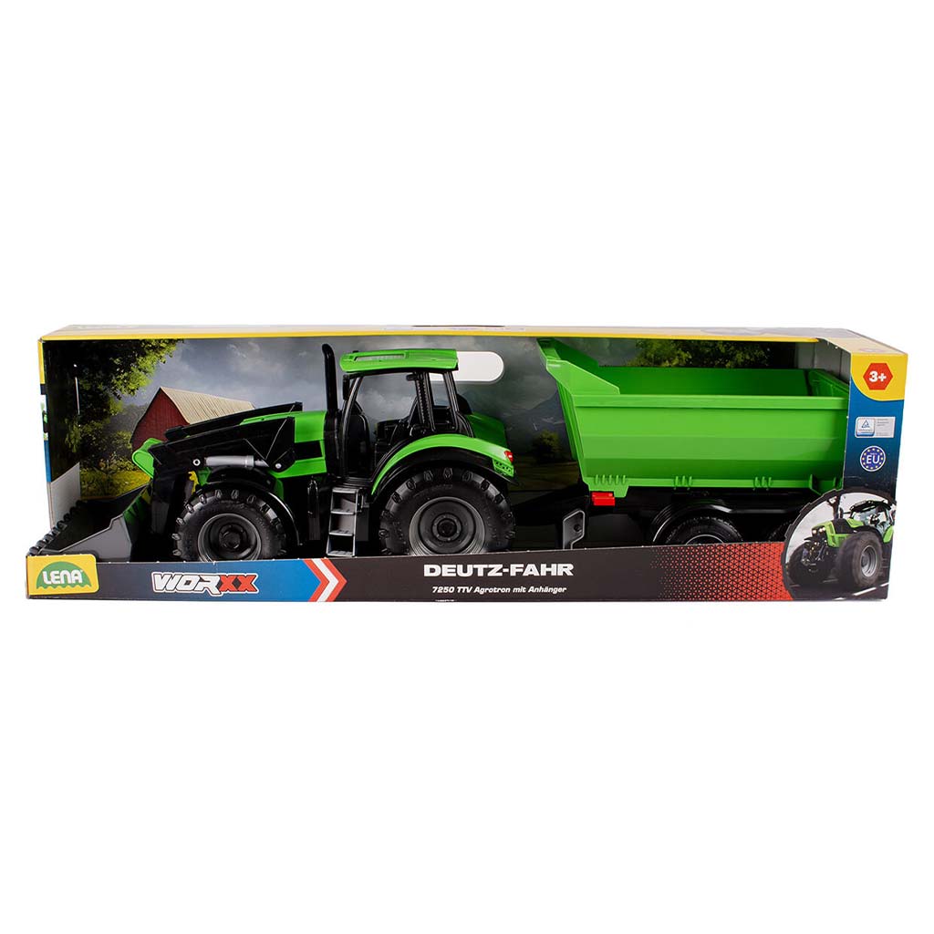 LENA: Worxx Deutz-Fahr Agrotron 7250 TTV Traktor mit Anhänger im Karton 74 cm