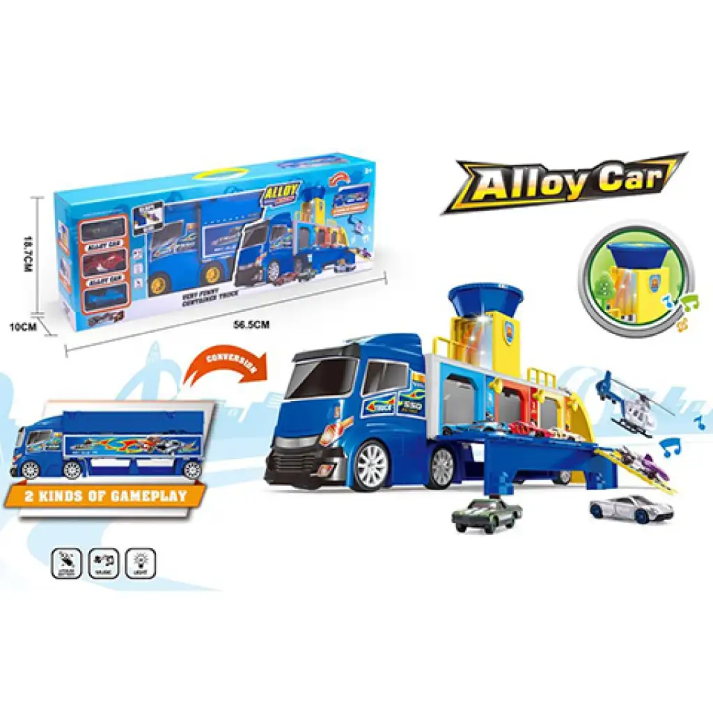 LKW-Set, das in eine Parkgarage umgewandelt werden kann, mit Funktionen