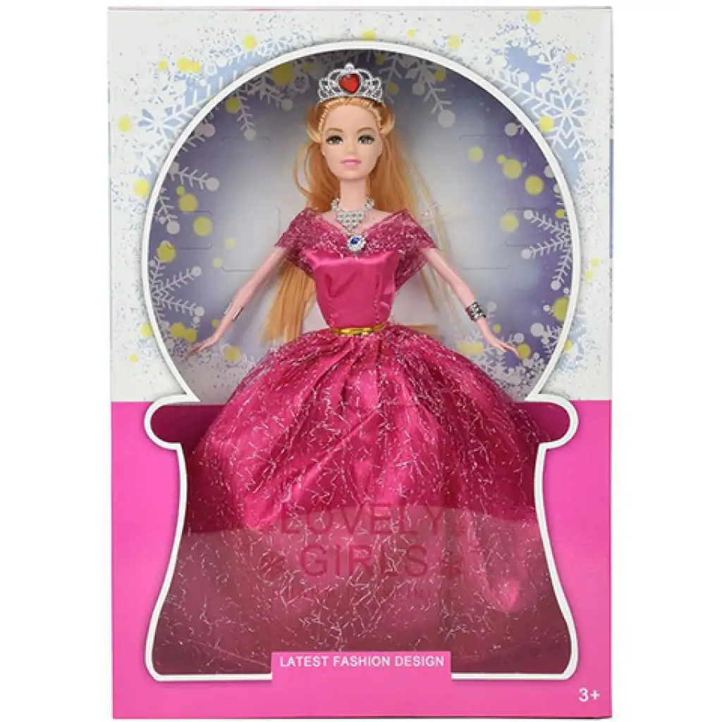 Lange blonde Haarmodepuppe im Abendkleid 29cm