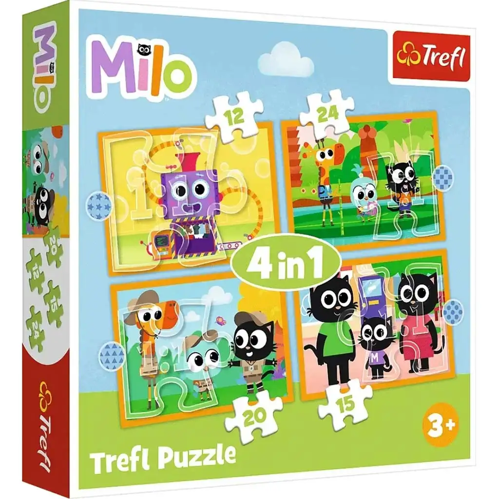 Lerne Milo und seine Freunde kennen 4-in-1 Puzzle-Set - Trefl