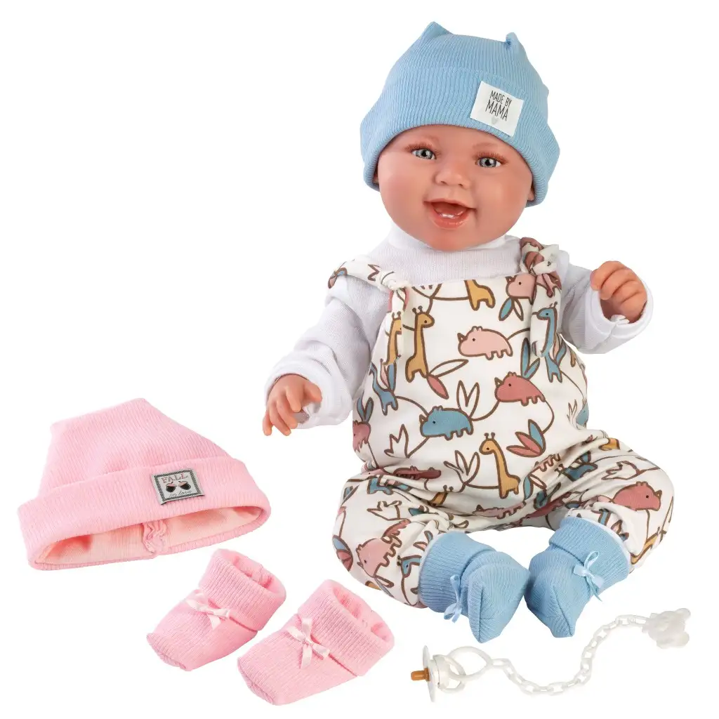 Llorens: 2-in-1 Tala und Talo 44cm Neugeborenenpuppe mit Geräusch, mit rosa und blauen Accessoires kép 4