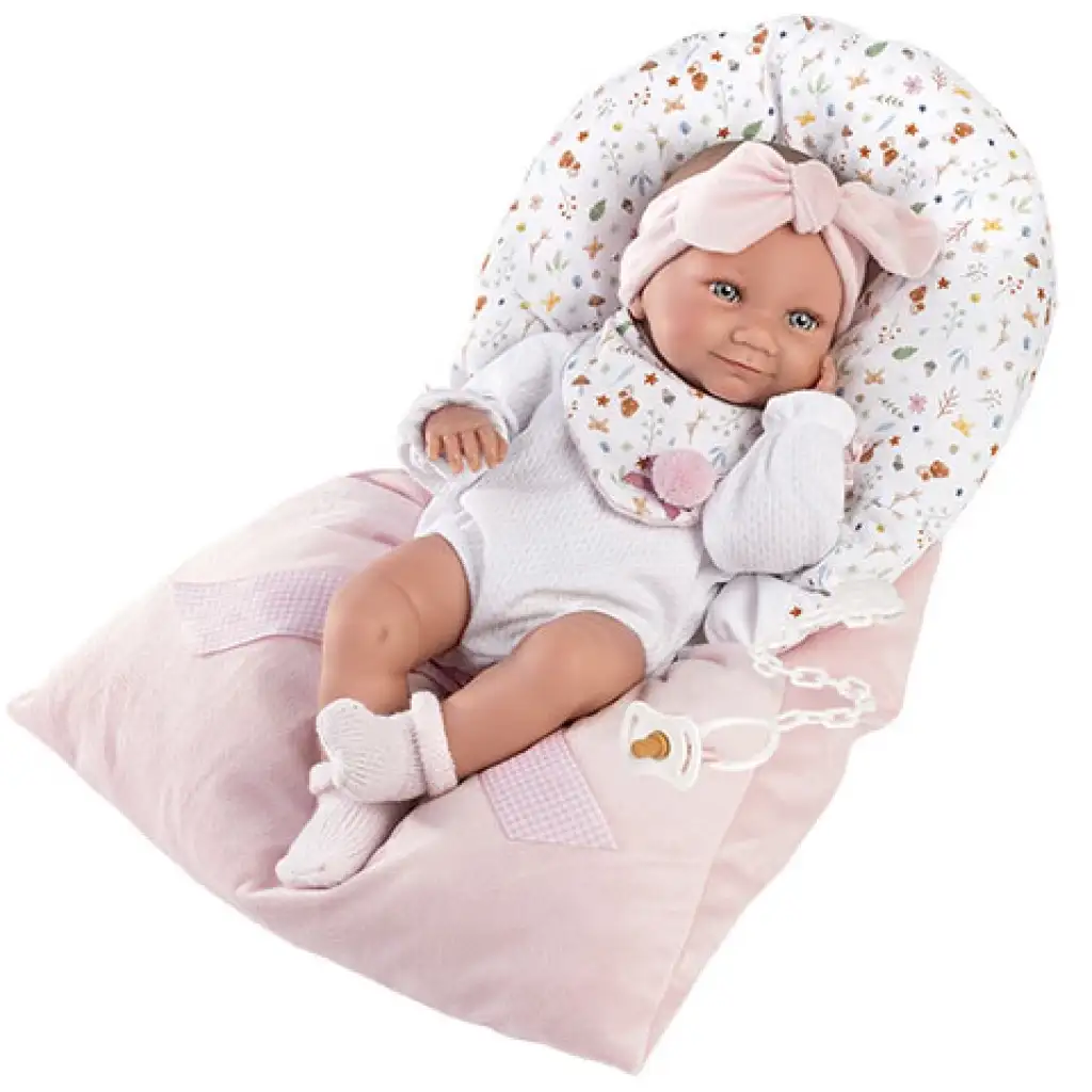 Llorens: 38 cm großes neugeborenes Mädchenpuppe mit rosa Schlafsack kép 4