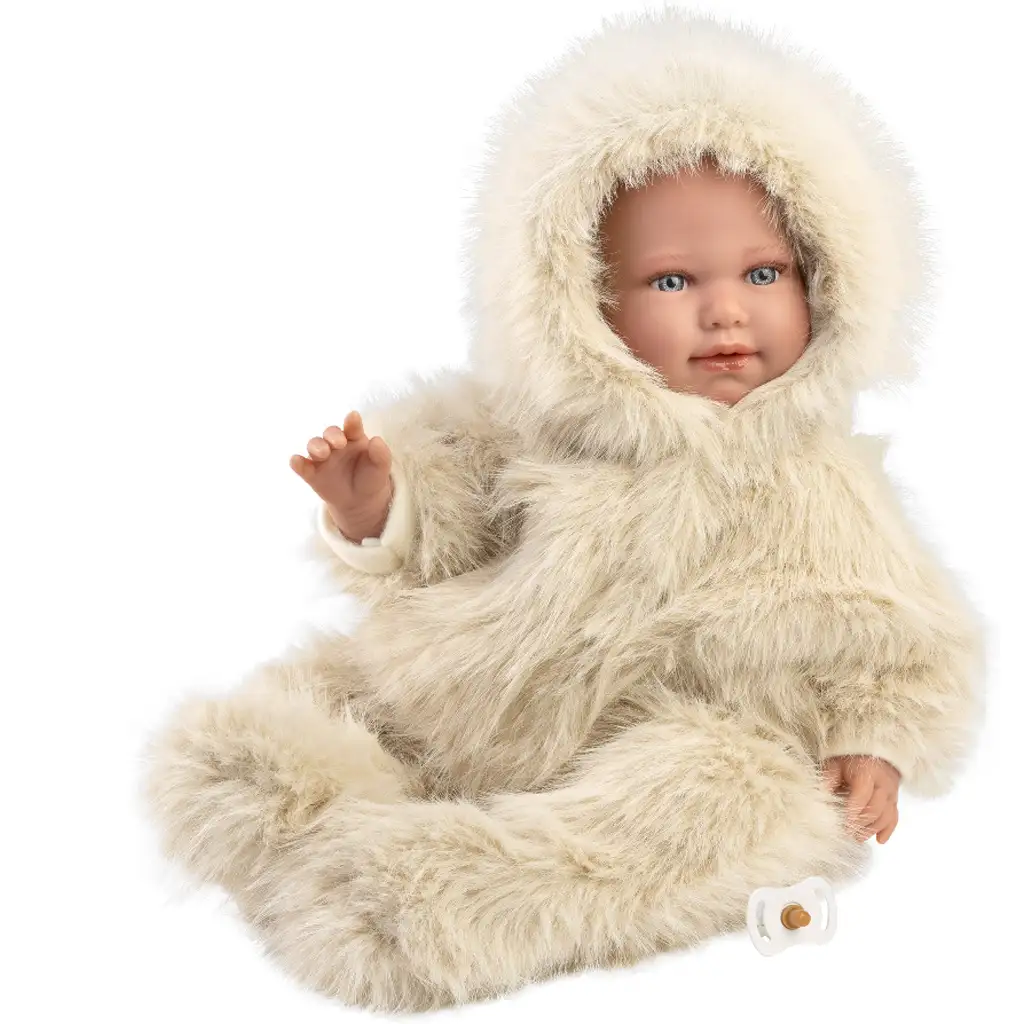 Llorens: Alicia 45 cm große weinende Puppe mit Schnuller in Samtmantel