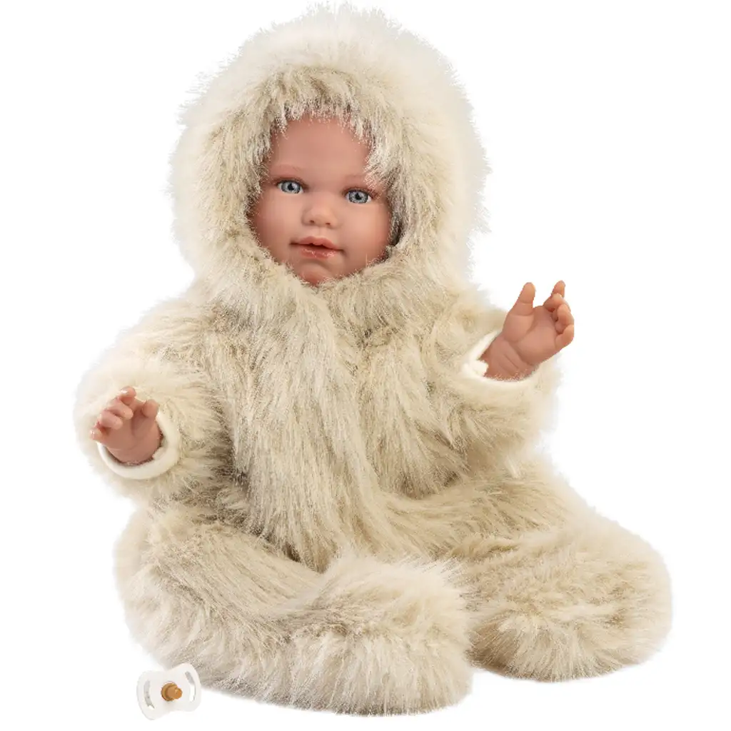 Llorens: Alicia 45 cm große weinende Puppe mit Schnuller in Samtmantel kép 4