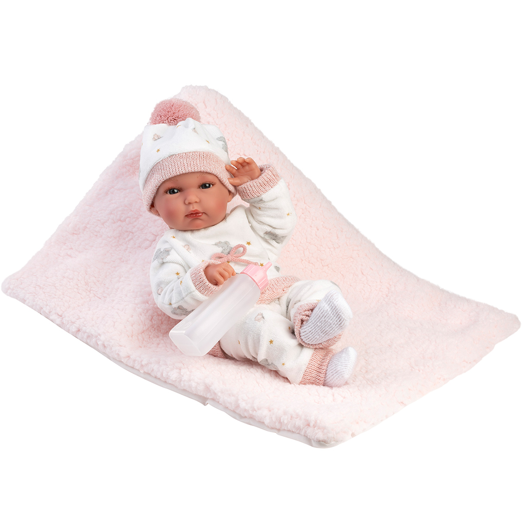 Llorens: Bimba 35 cm große Neugeborenenpuppe mit Fläschchen und Decke kép 1