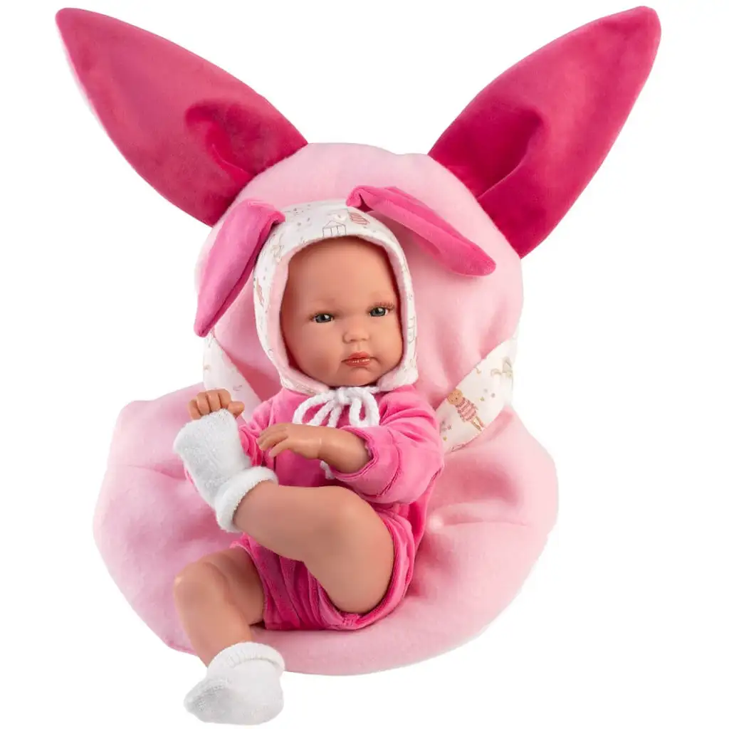 Llorens: Bimba Neugeborenes mit rosa Hasentrage, 35 cm