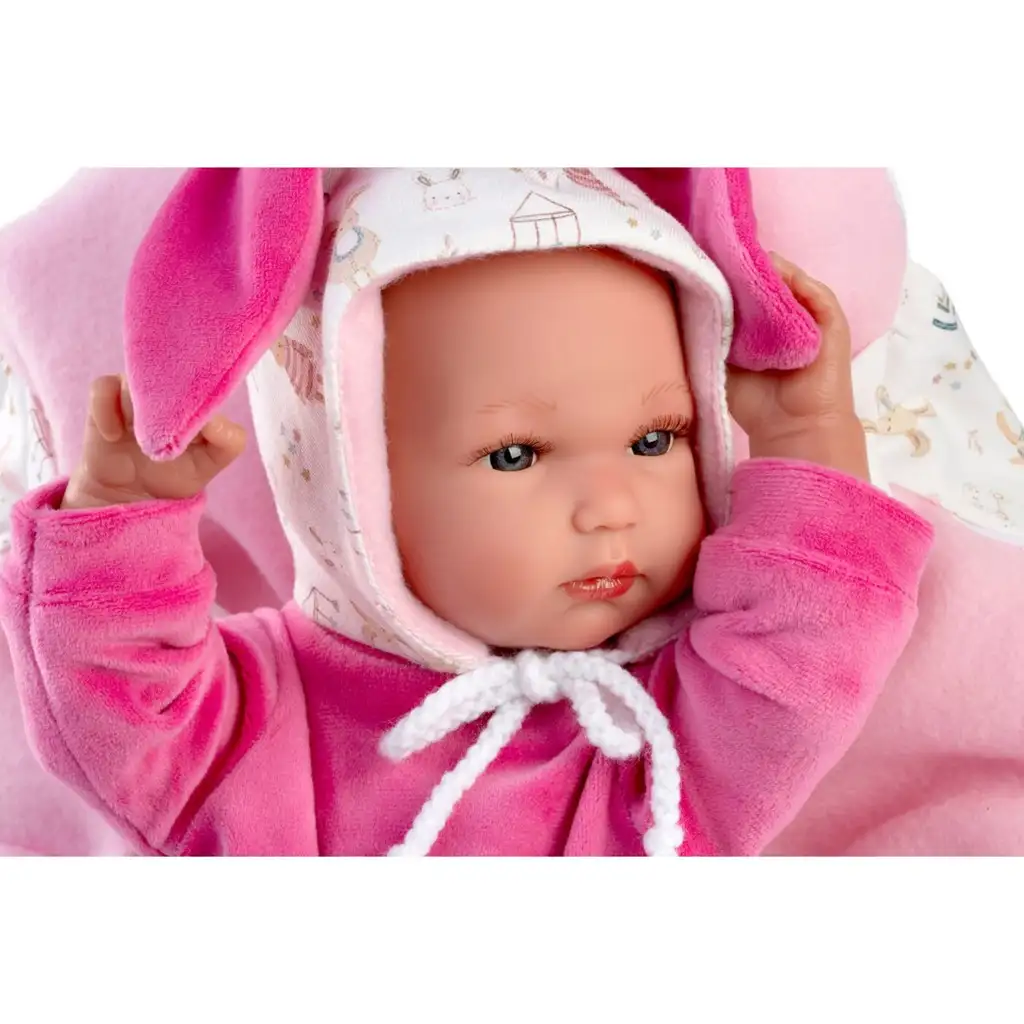 Llorens: Bimba Neugeborenes mit rosa Hasentrage, 35 cm kép 4