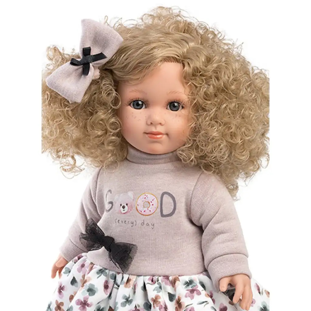 Llorens: Elena Puppe in einem Tüllkleid mit Blumen, lockigem blondem Haar, 35 cm kép 3