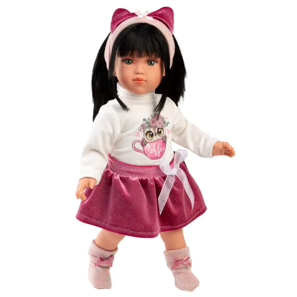 Llorens: Gréta 40 cm große Puppe im Eulenmuster-Pullover kép 2